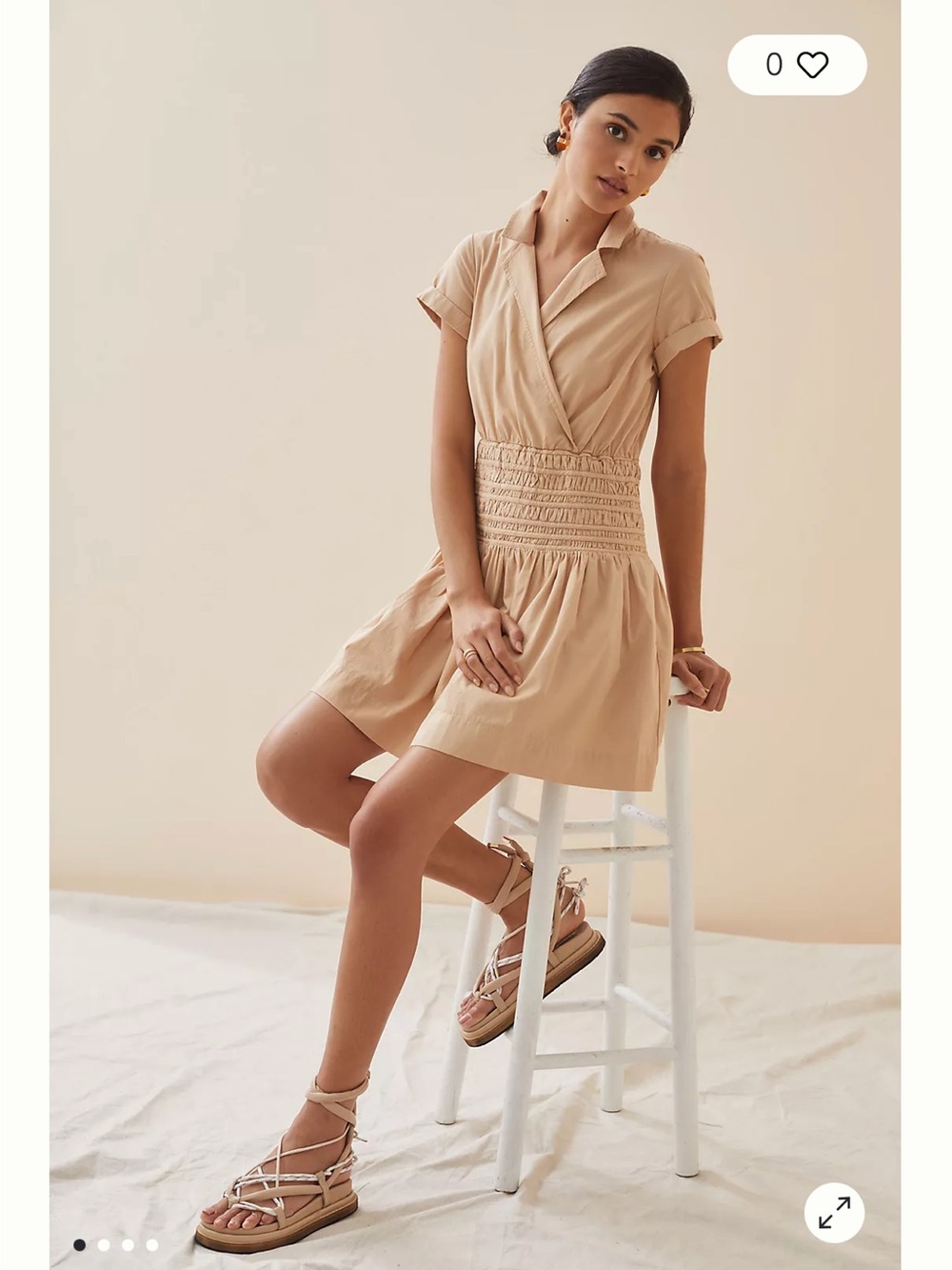 Anthropologie Smocked Surplice Mini Dress